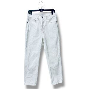Denim Forum Joni Loose Jeans 28 White High Rise Cropped Off Duty Denim Core